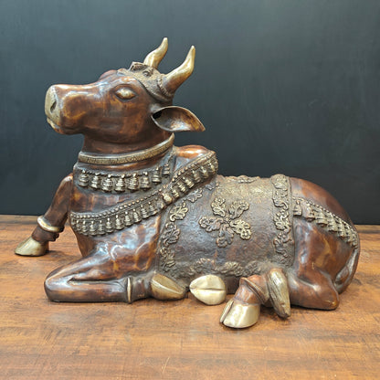 Brass Large Nandi Statue Antique Finish 33 inches by vendor-unknown - Spiritual (View 3)