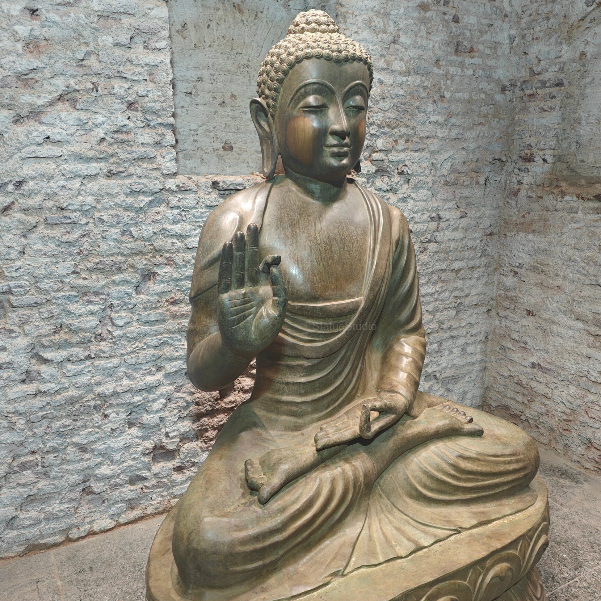 Brass Very Large Blessing Buddha Statue For Home Garden Decor 6 Feet - Image 6