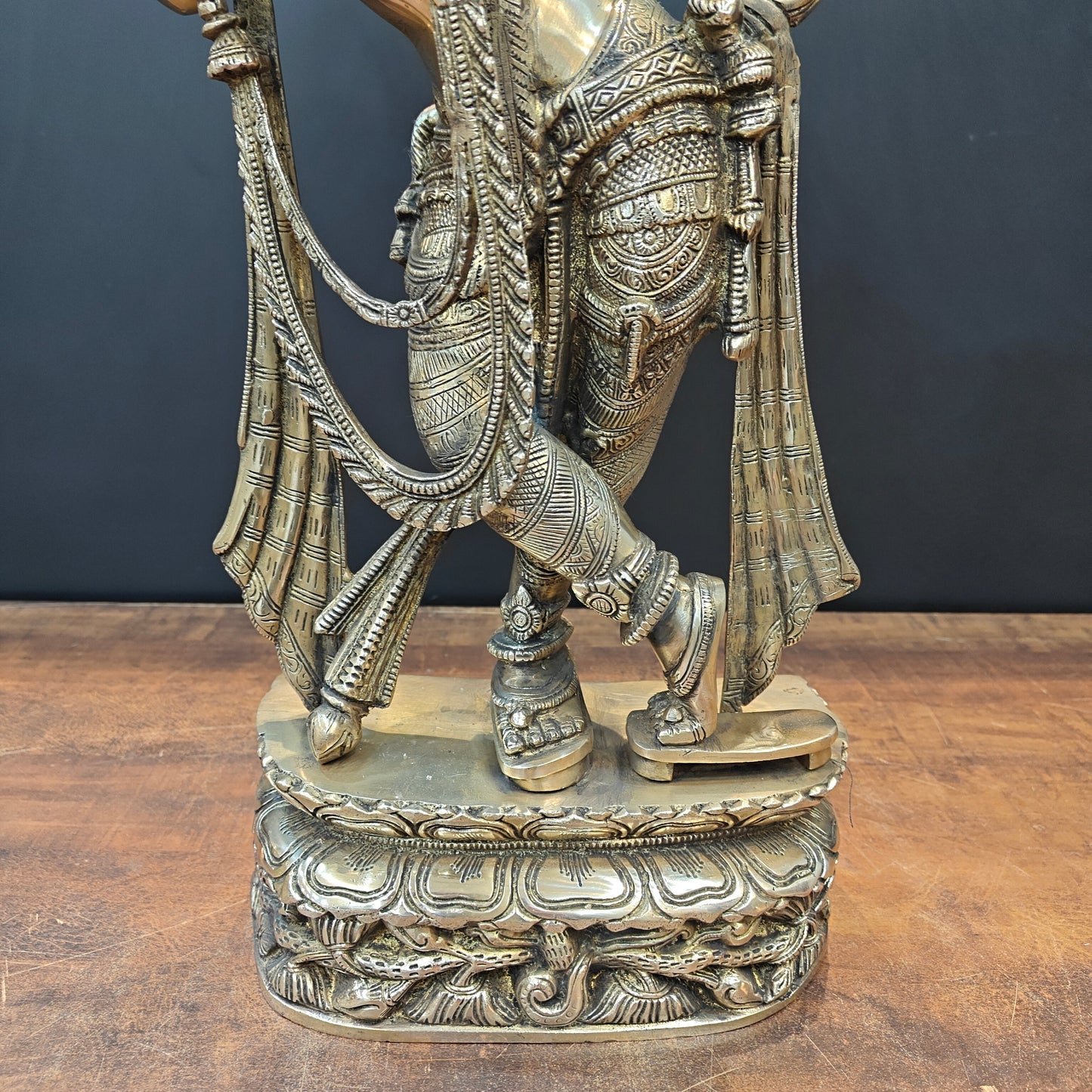 Brass Krishna Statue Playing Flute 2 Feet