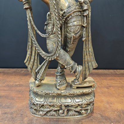 Brass Krishna Statue Playing Flute 2 Feet by vendor-unknown - Hindu Gods (View 5)