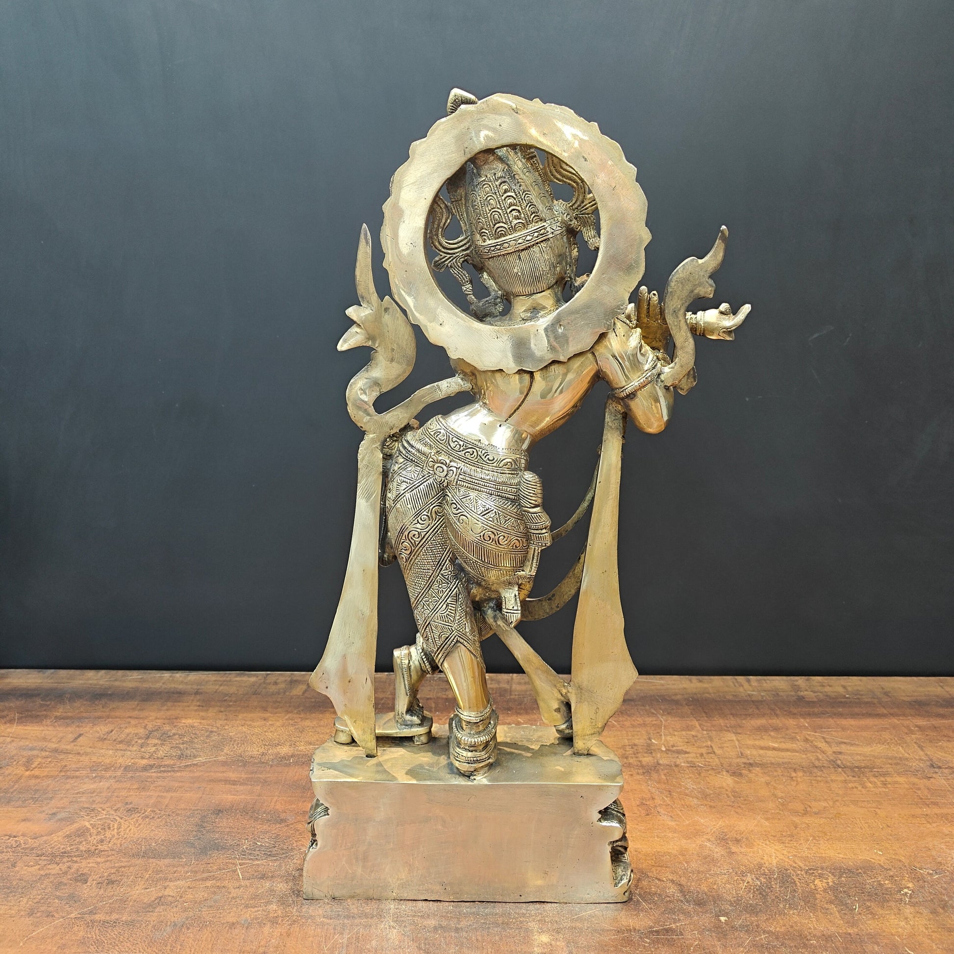 Brass Krishna Statue Playing Flute 2 Feet - Image 8