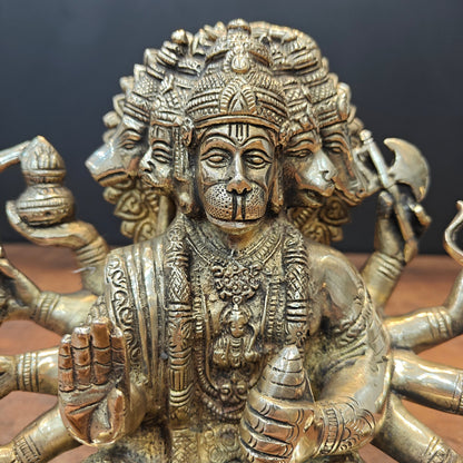 Brass Superfine Panchmukhi Hanuman Statue 8 Inch by vendor-unknown - Hindu Gods (View 2)