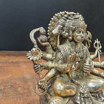 Brass Superfine Panchmukhi Hanuman Statue 8 Inch by vendor-unknown - Hindu Gods (View 4)