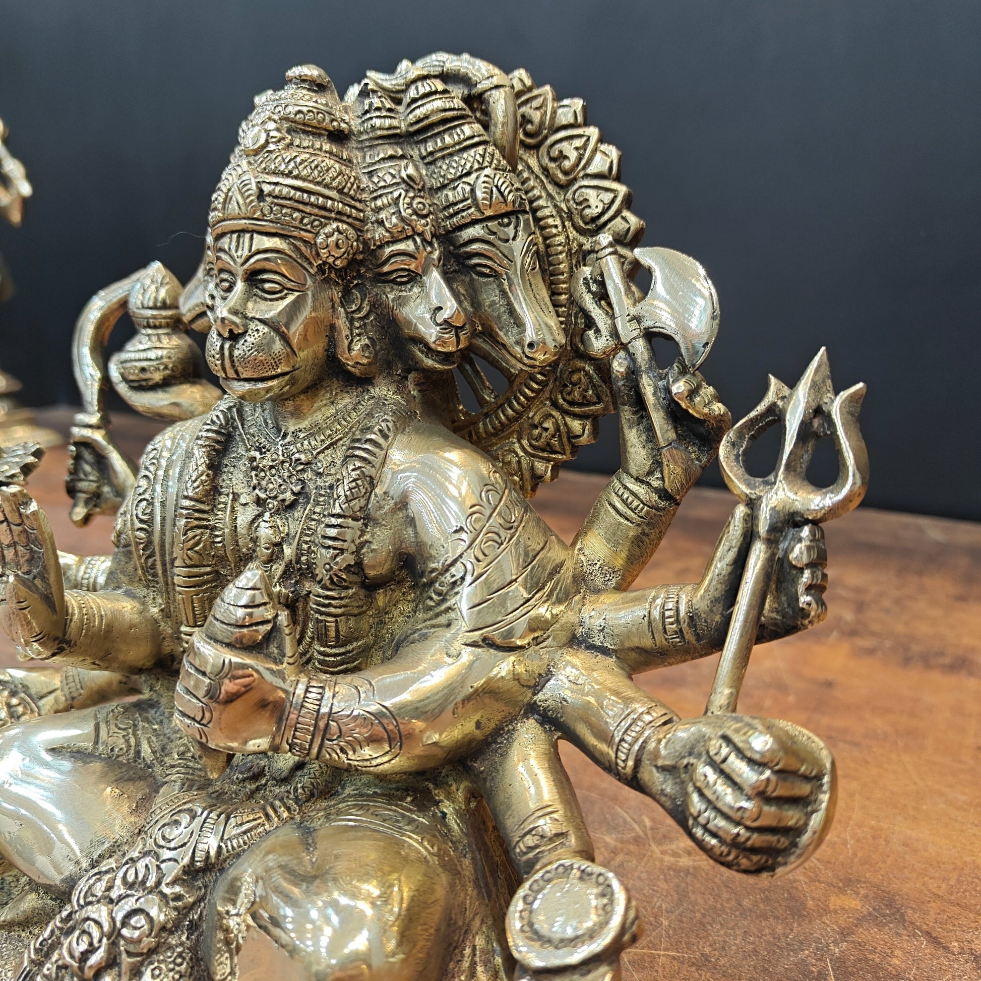 Brass Superfine Panchmukhi Hanuman Statue 8 Inch - Image 5