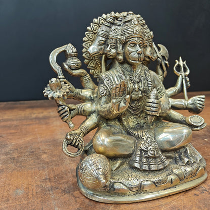 Brass Superfine Panchmukhi Hanuman Statue 8 Inch by vendor-unknown - Hindu Gods (View 6)