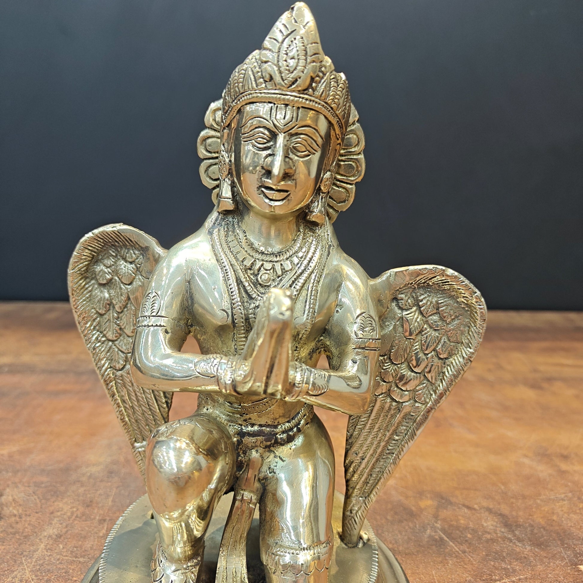 Brass Garuda Statue Vishnu Vahana 9 Inch - Image 2