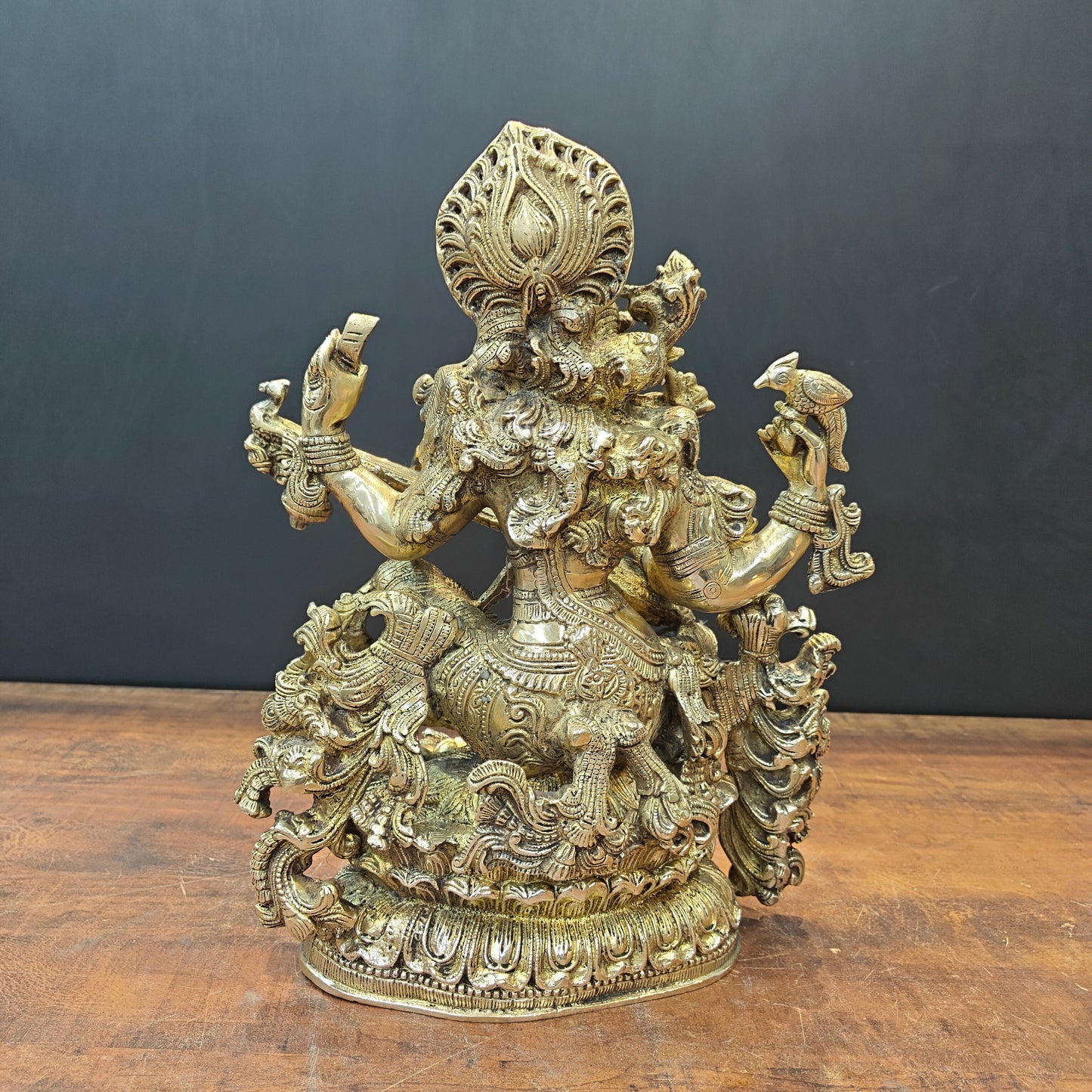 Brass Goddess Saraswati Idol Divine Sculpture 16 Inches
