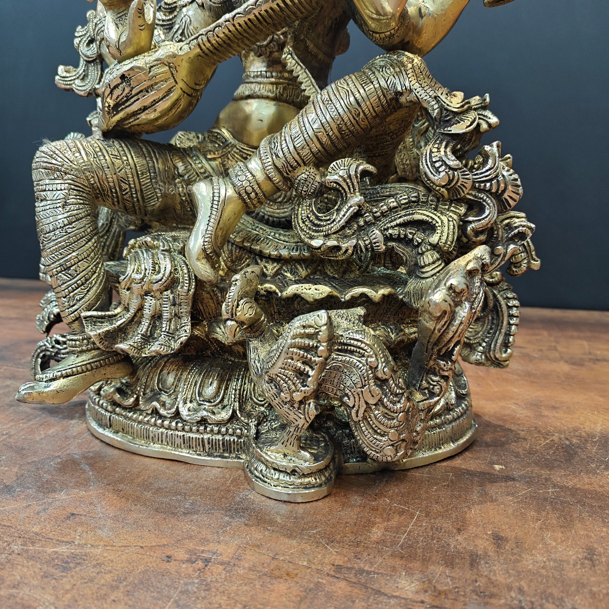 Brass Goddess Saraswati Idol Divine Sculpture 16 Inches - Image 8