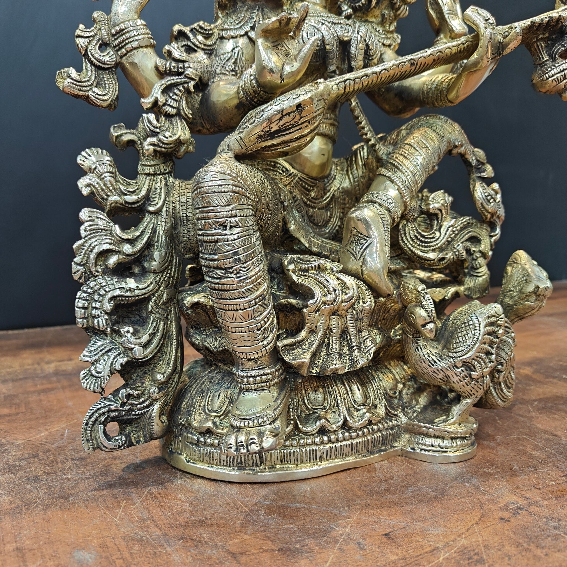 Brass Goddess Saraswati Idol Divine Sculpture 16 Inches - Image 9