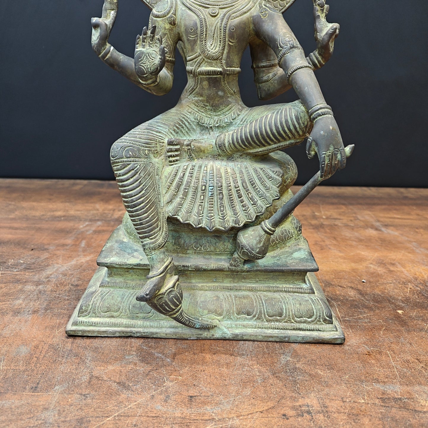Brass Vishnu Statue Seated on Sheshnaag Antique Finish 16 Inch