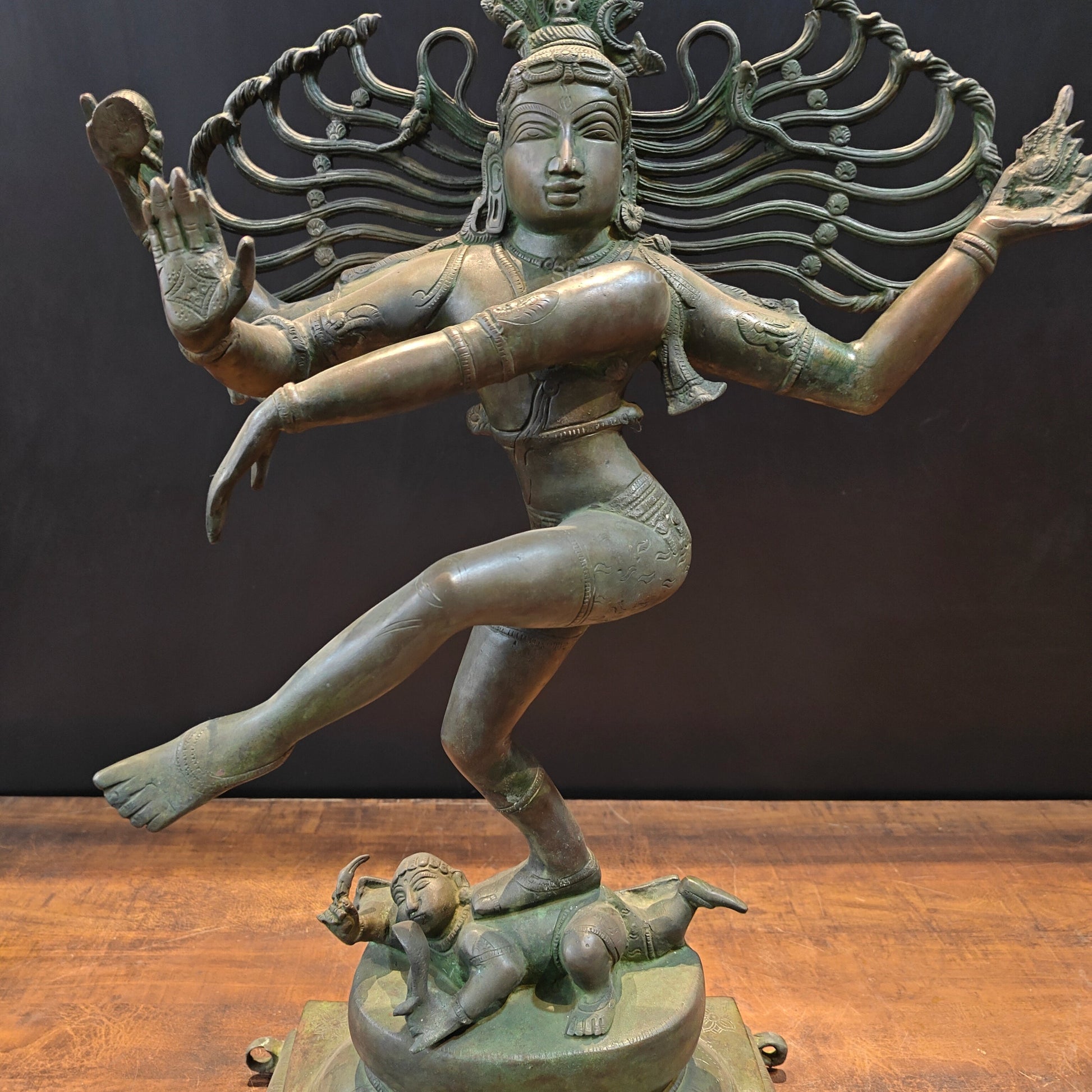 Brass Vintage Nataraja As Dancing Shiva Sculpture 28 Inches - Image 4