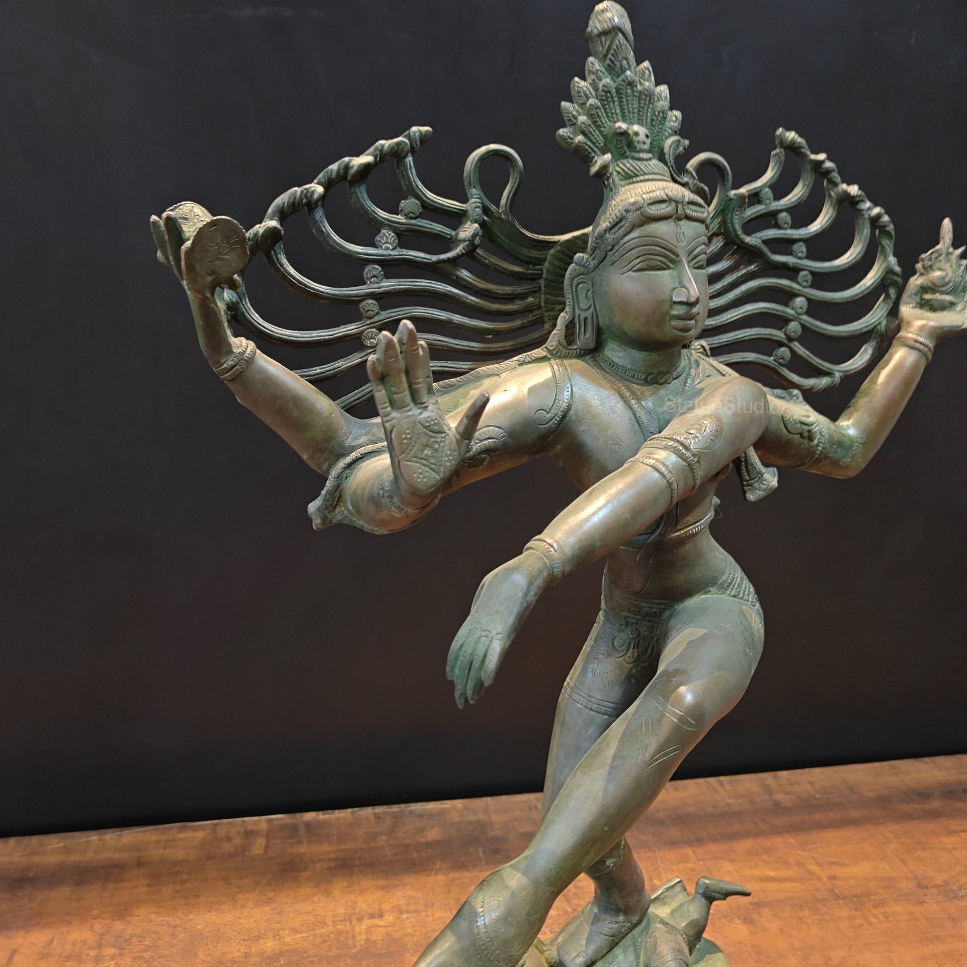 Brass Vintage Nataraja As Dancing Shiva Sculpture 28 Inches - Image 5