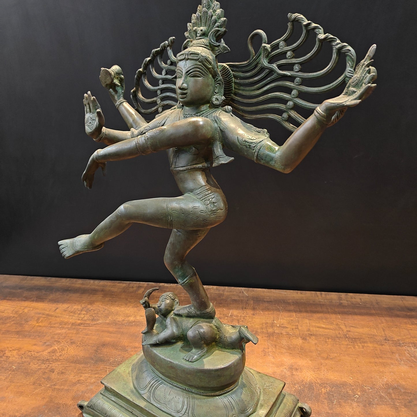 Brass Vintage Nataraja As Dancing Shiva Sculpture 28 Inches