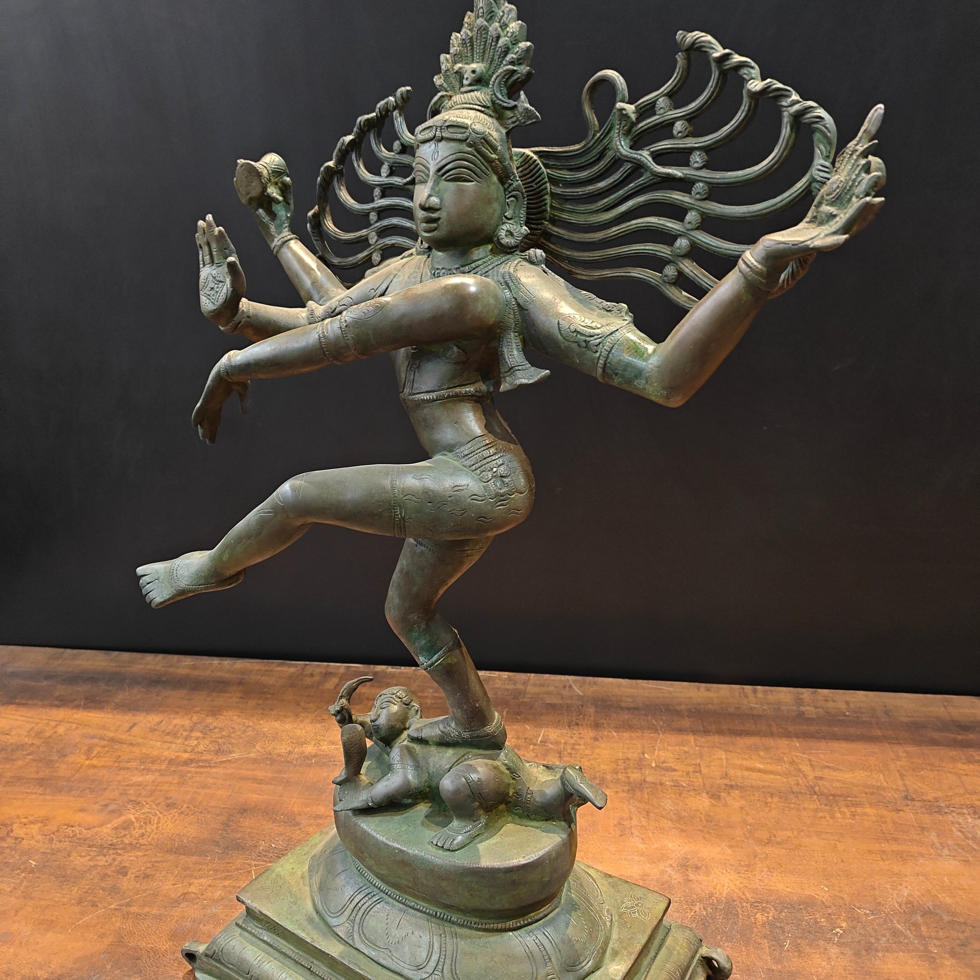 Brass Vintage Nataraja As Dancing Shiva Sculpture 28 Inches - Image 6