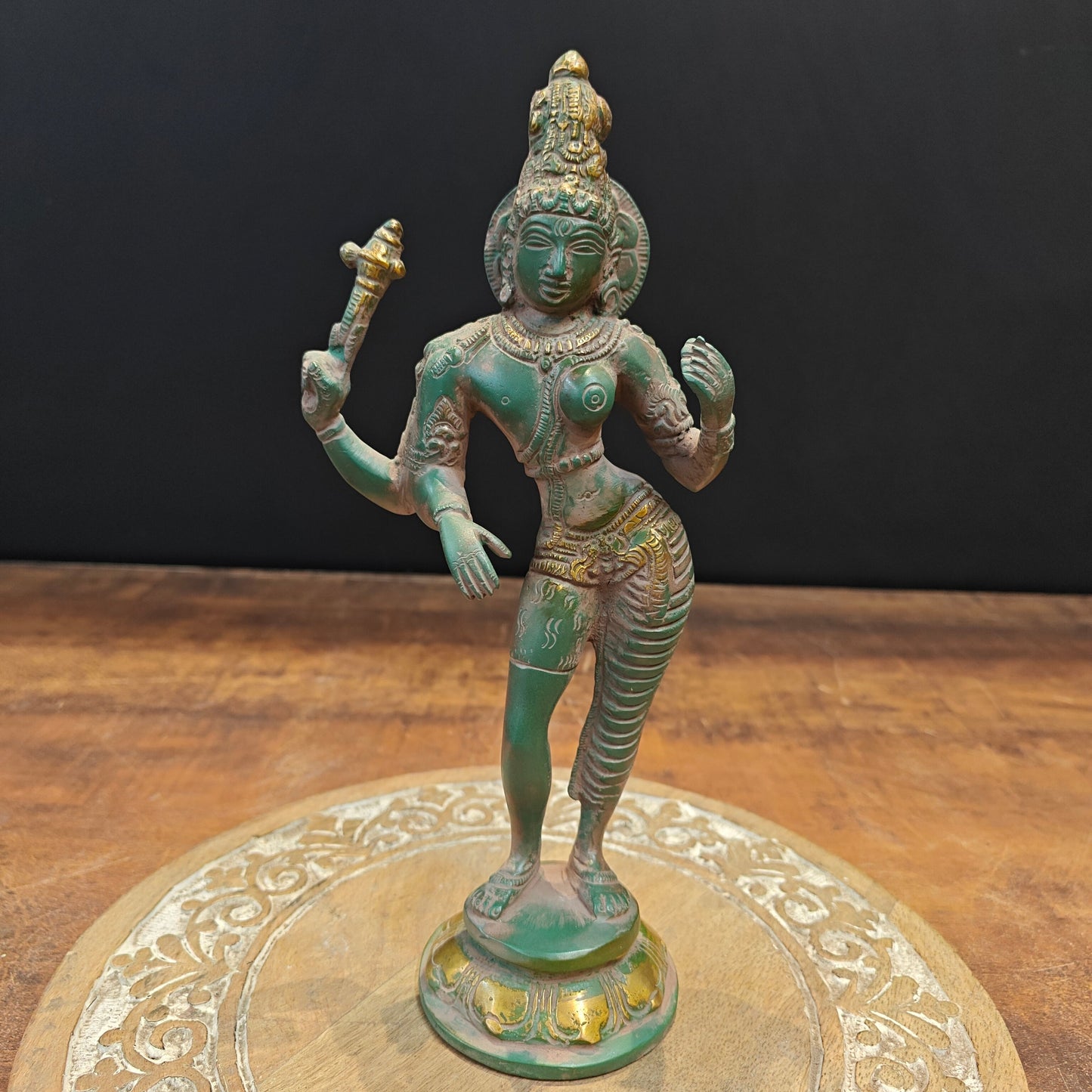 Brass Ardhanarishvara Statue Shiva Shakti Idol 9 Inch