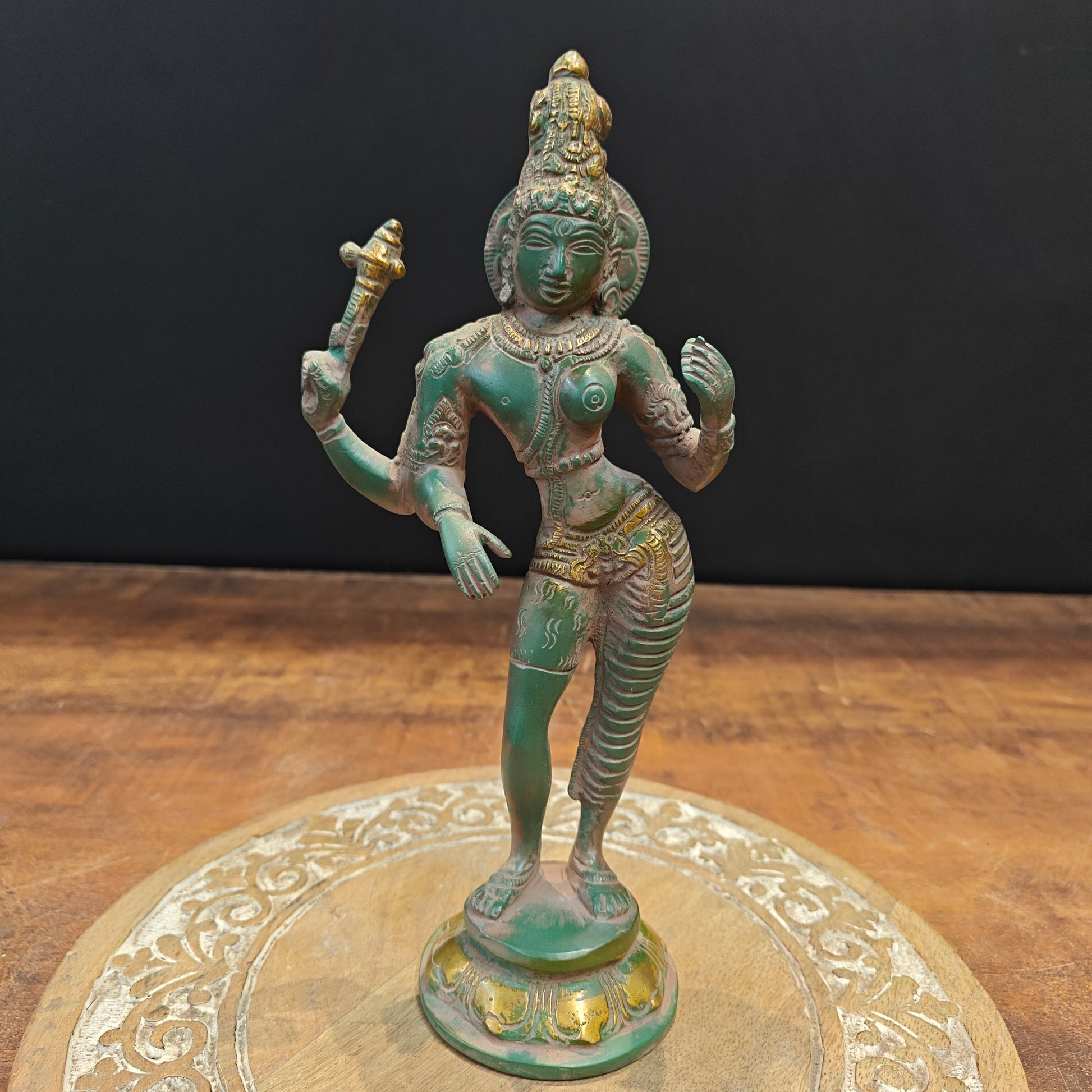Brass Ardhanarishvara Statue Shiva Shakti Idol 9 Inch - Image 3