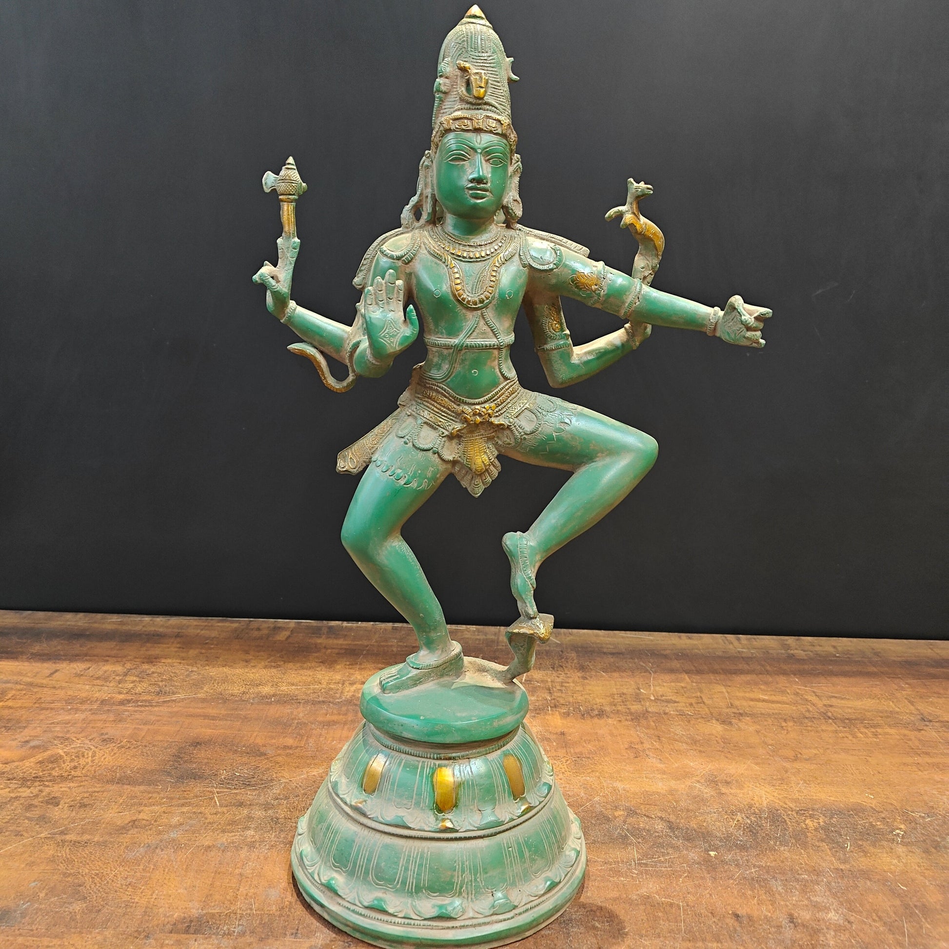 Brass Vintage Dancing Shiva Idol Nataraja Sculpture 22 Inch - Image 3