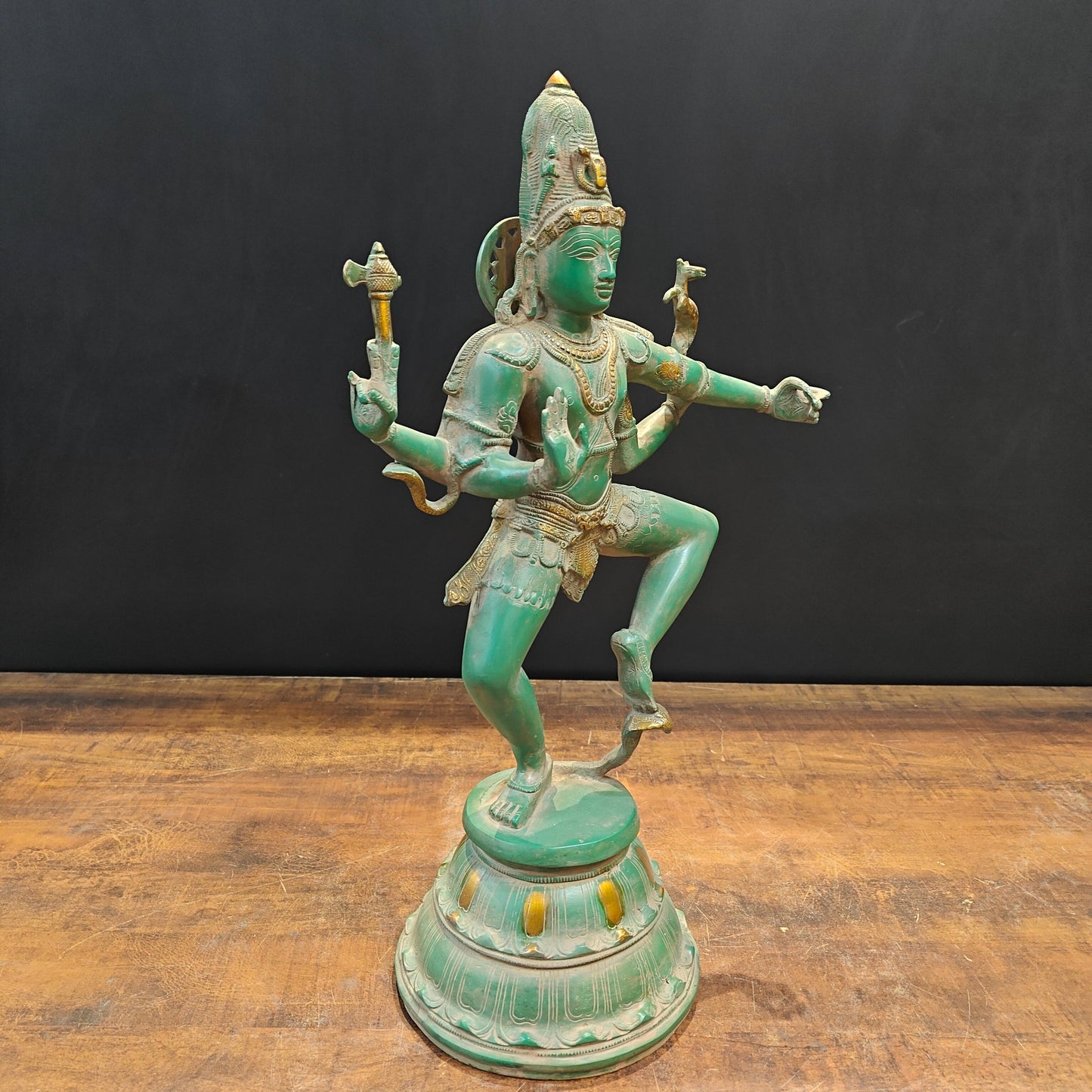 Brass Vintage Dancing Shiva Idol Nataraja Sculpture 22 Inch