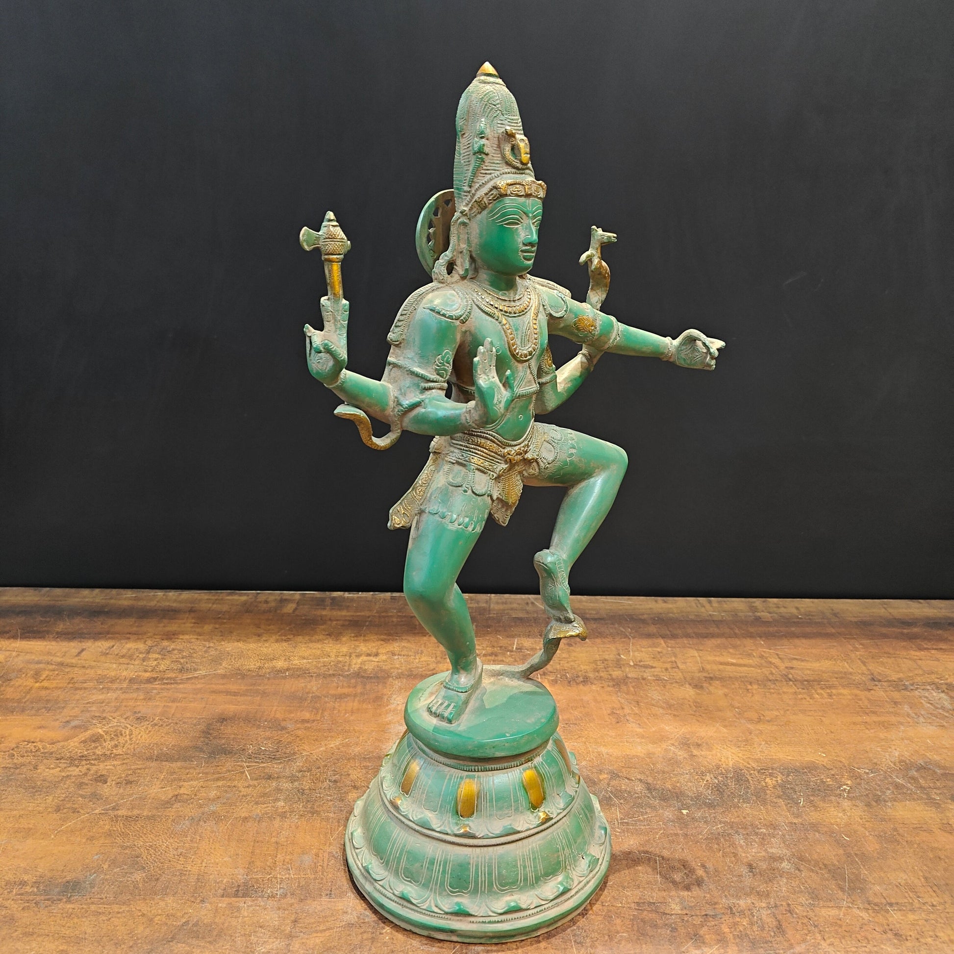 Brass Vintage Dancing Shiva Idol Nataraja Sculpture 22 Inch - Image 4