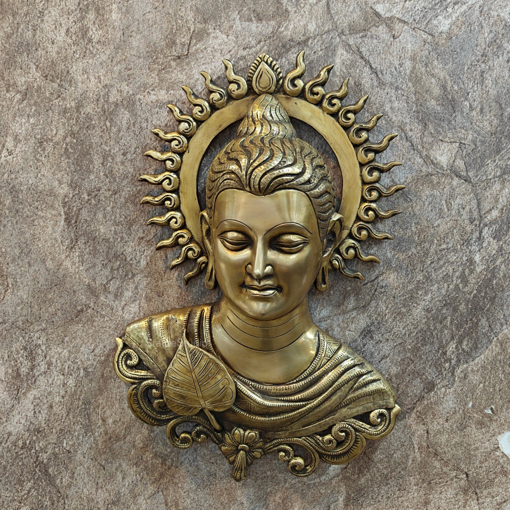 Brass Buddha Bust Wall Hanging For Home Decor 15 Inch - Image 7