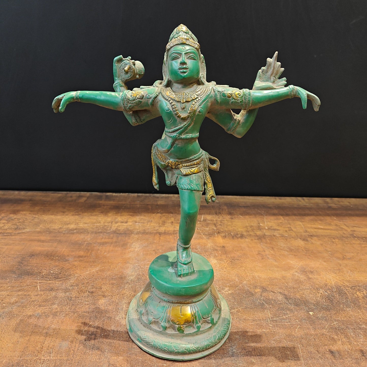 Brass Vintage Dancing Shiva Idol 13 Inches
