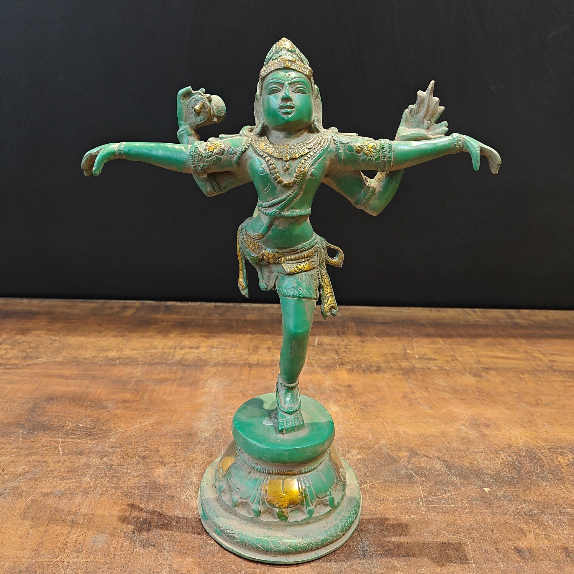 Brass Vintage Dancing Shiva Idol 13 Inches - Image 2