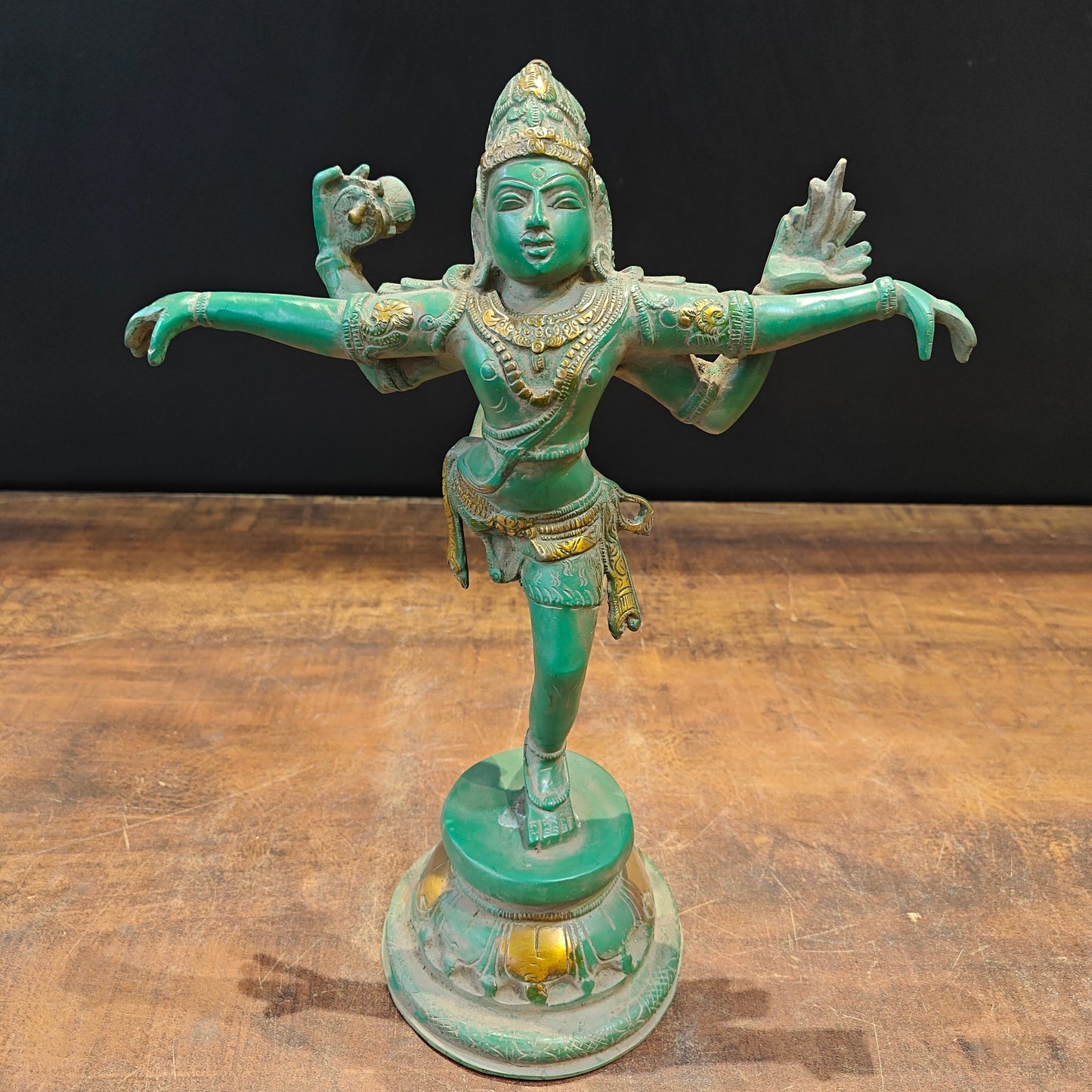 Brass Vintage Dancing Shiva Idol 13 Inches
