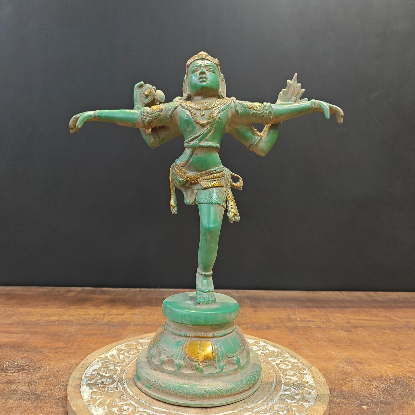 Brass Vintage Dancing Shiva Idol 13 Inches
