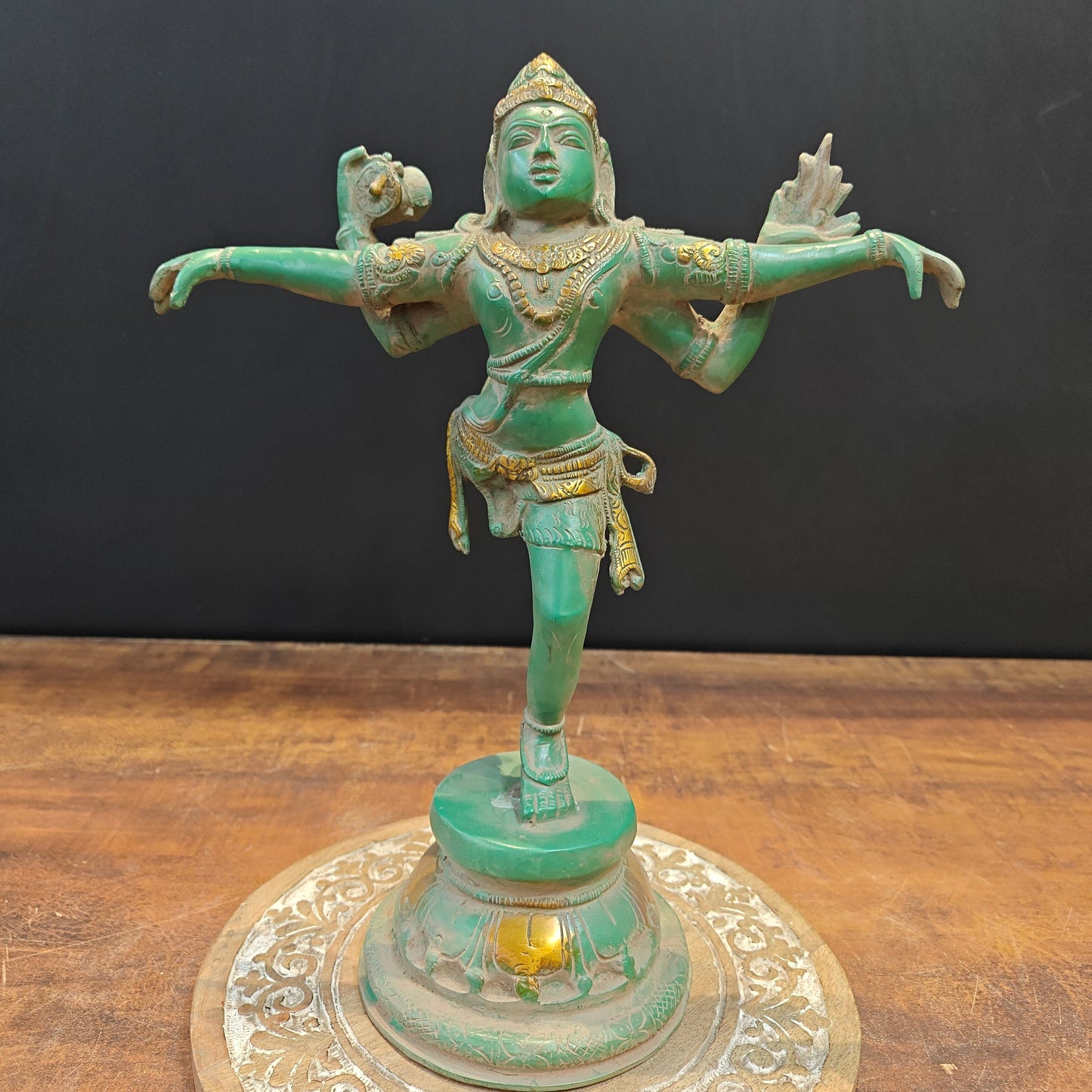 Brass Vintage Dancing Shiva Idol 13 Inches