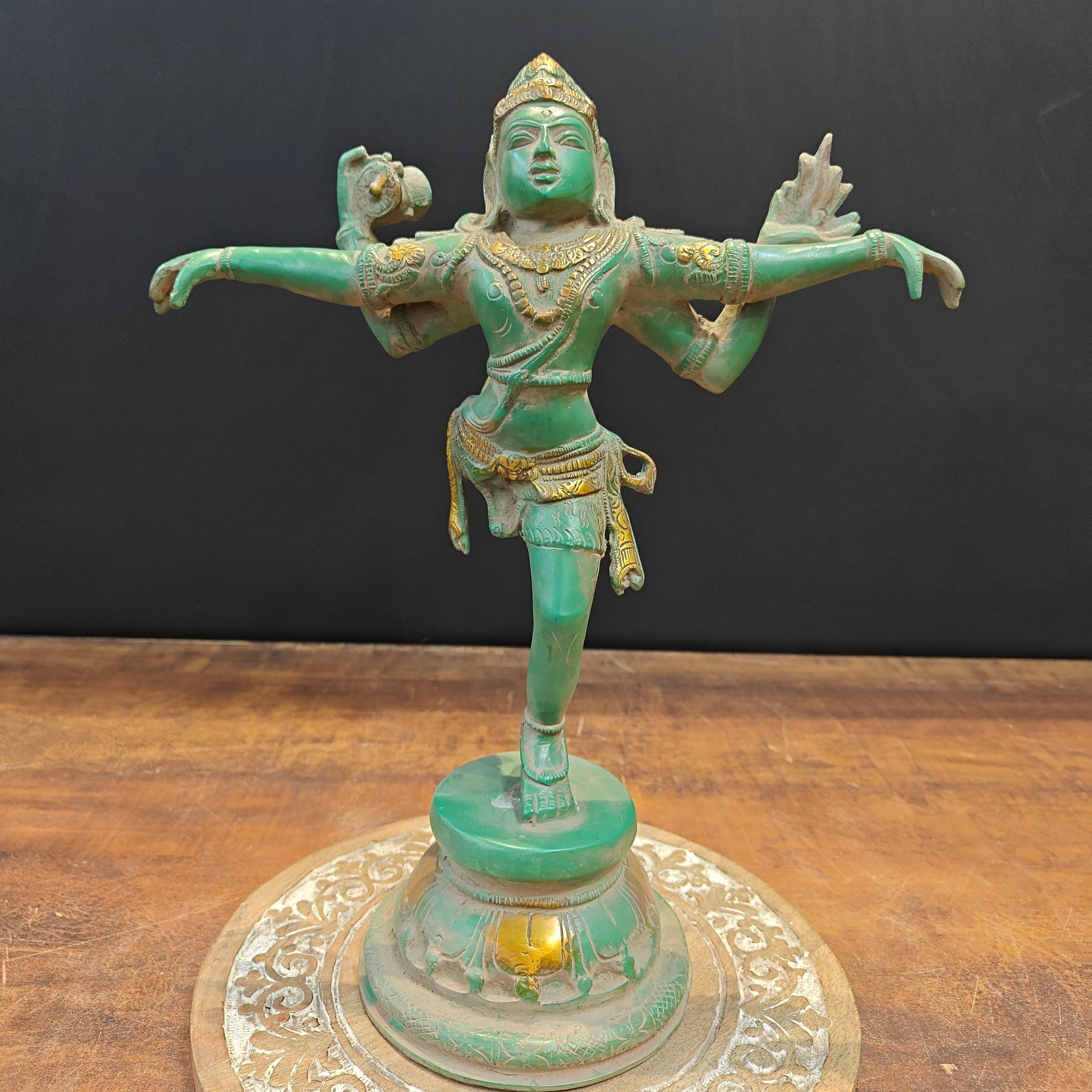 Brass Vintage Dancing Shiva Idol 13 Inches - Image 6