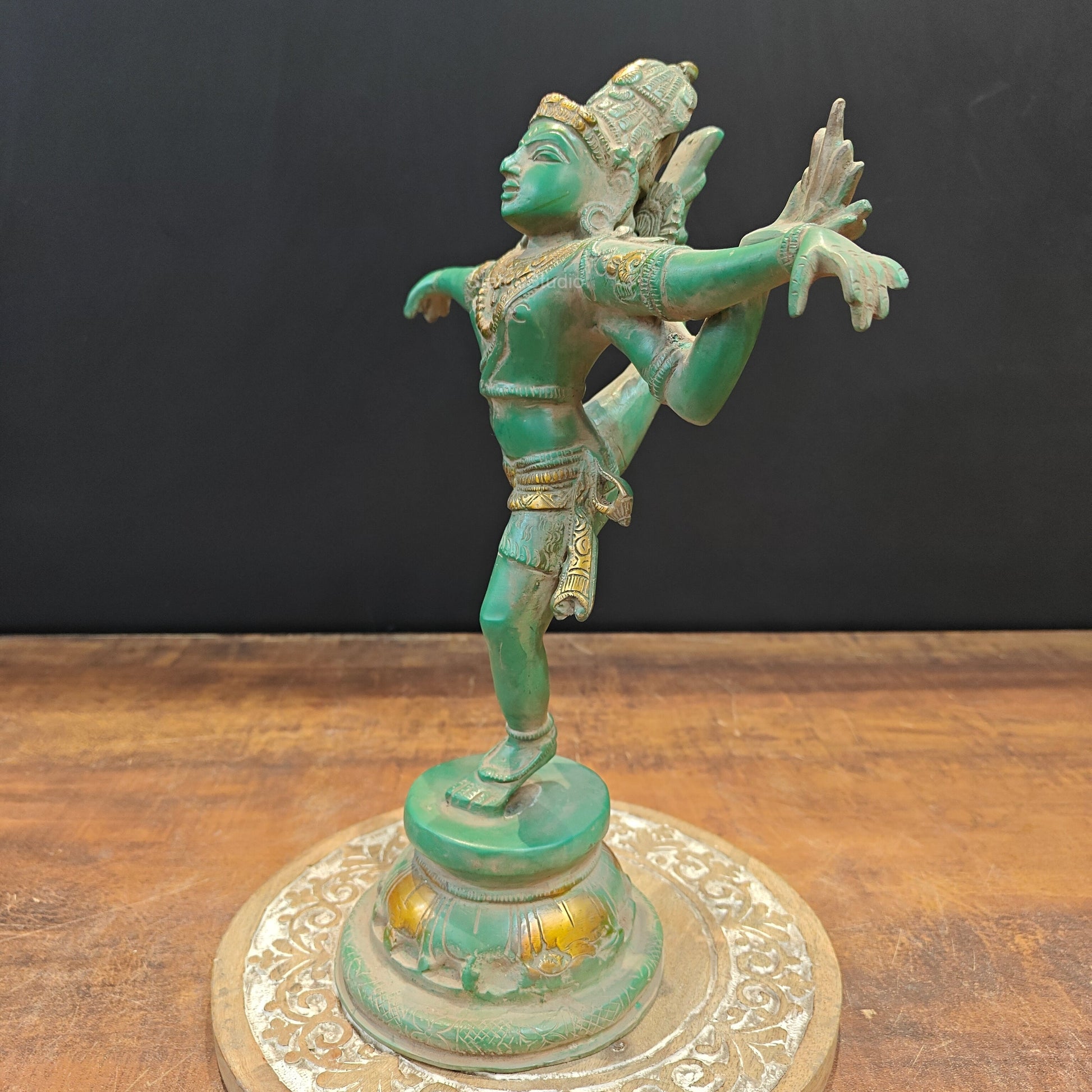 Brass Vintage Dancing Shiva Idol 13 Inches - Image 8