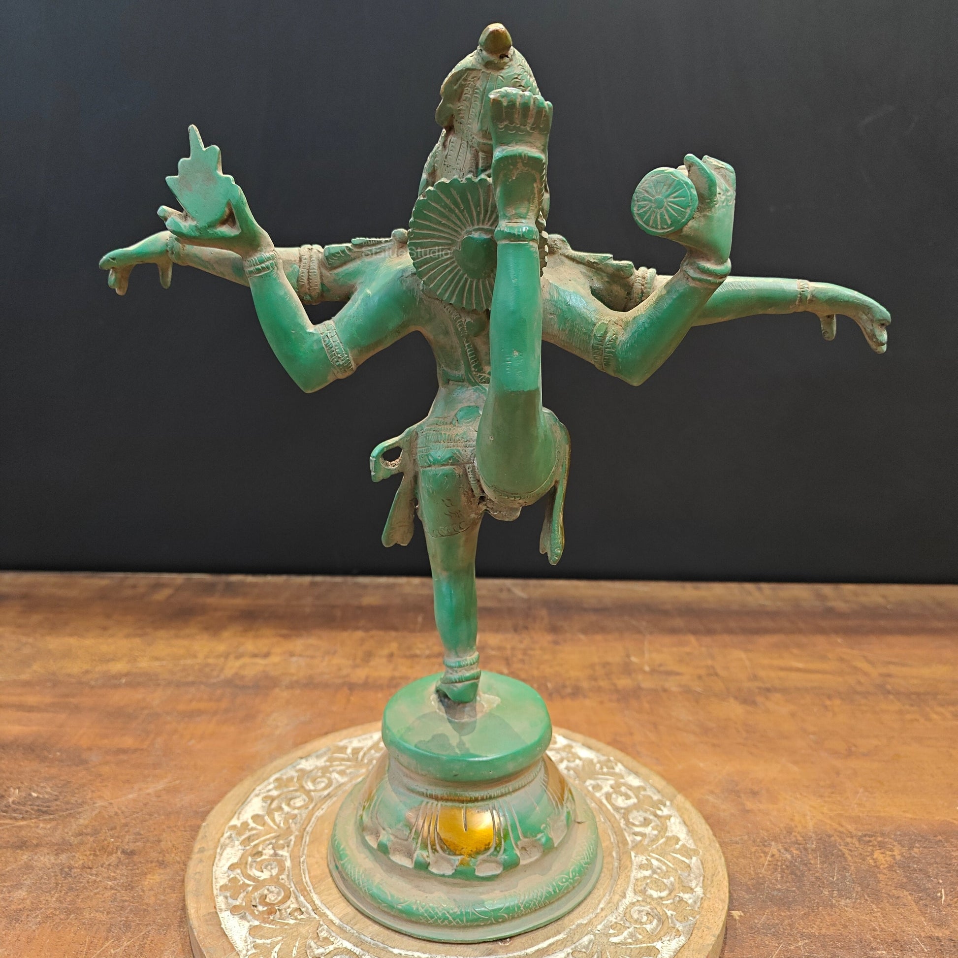 Brass Vintage Dancing Shiva Idol 13 Inches - Image 9