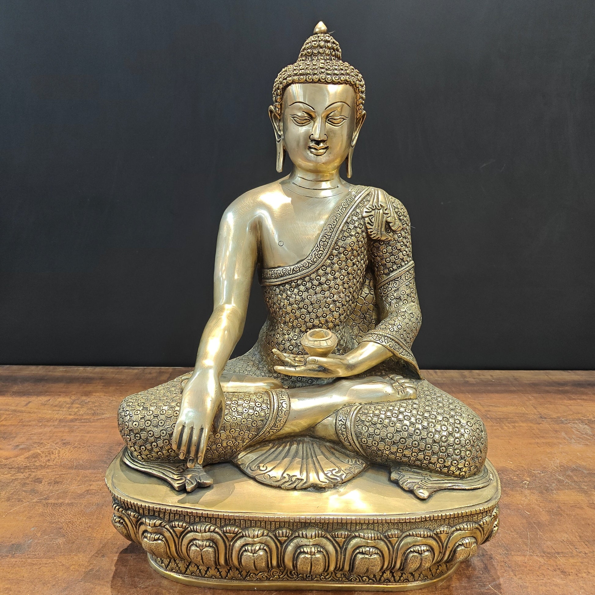 Brass Medicine Buddha Statue For Home Decor 22 Inches - Eco-friendly - Sama Homes