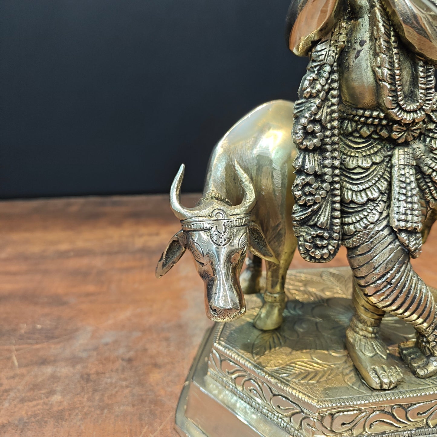 Brass Krishna With Cow Idol 12 Inch