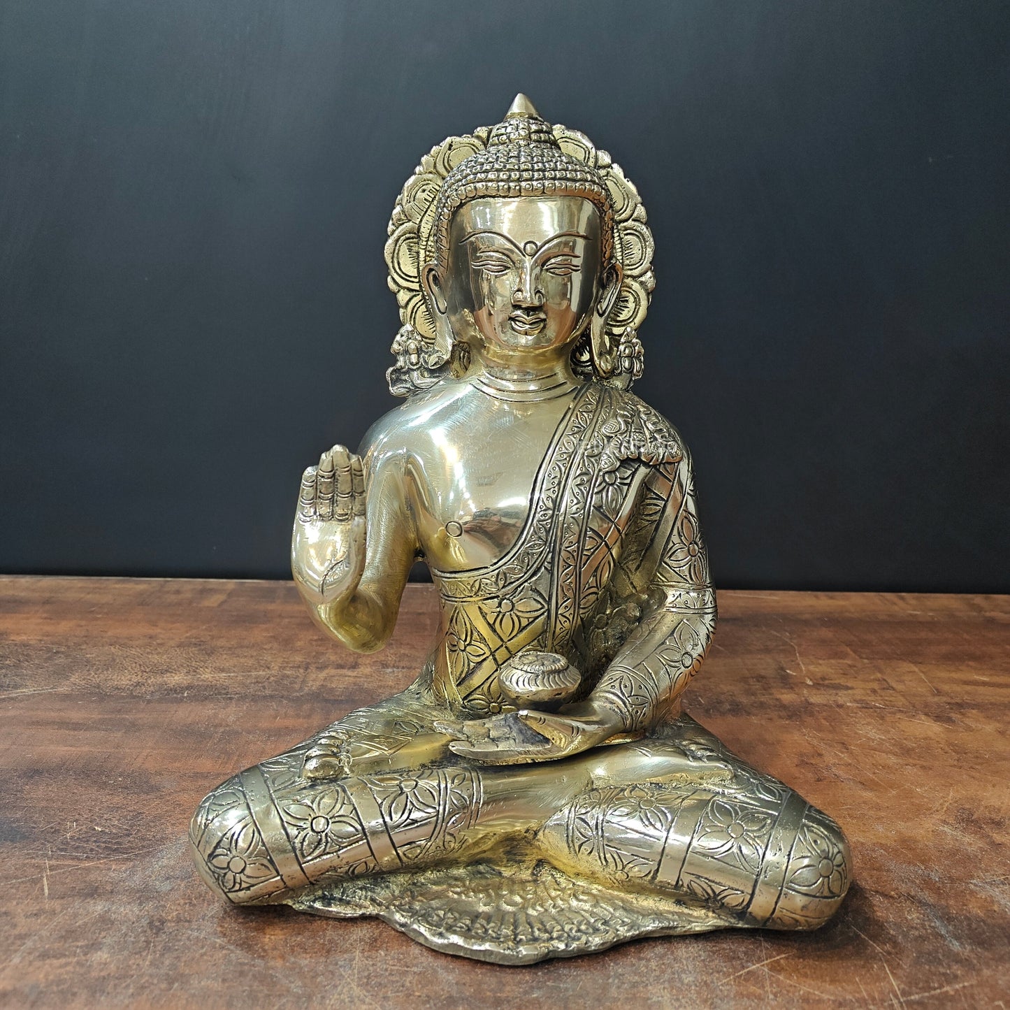Brass Blessing Buddha Statue For Home Decor 1 Feet