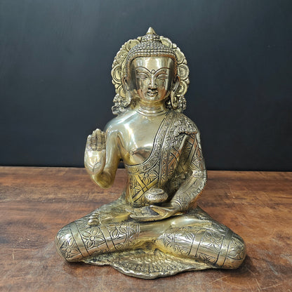 Brass Blessing Buddha Statue For Home Decor 1 Feet by vendor-unknown - Buddha (View 3)