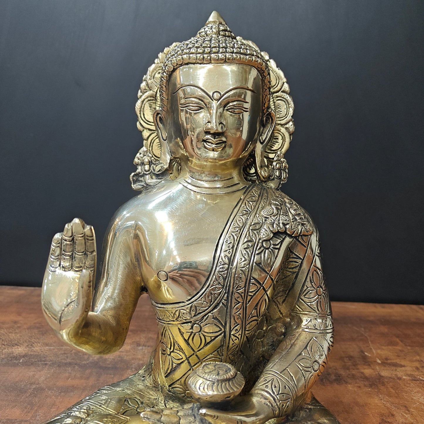 Brass Blessing Buddha Statue For Home Decor 1 Feet