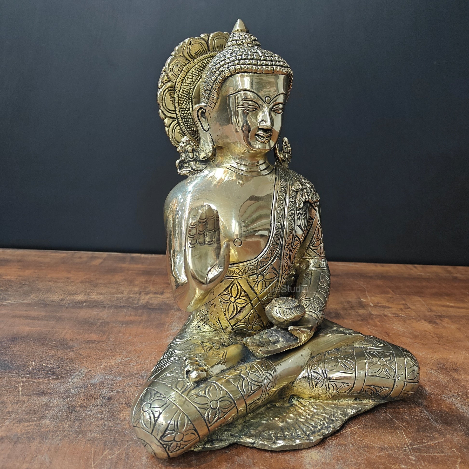 Brass Blessing Buddha Statue For Home Decor 1 Feet - Image 5