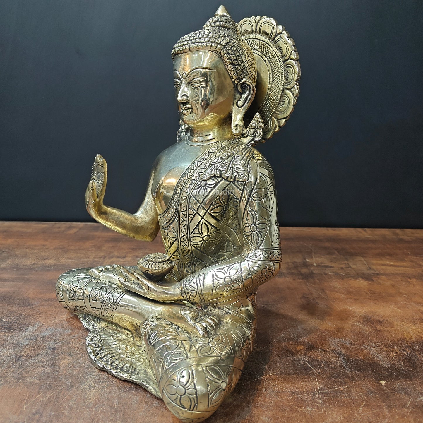 Brass Blessing Buddha Statue For Home Decor 1 Feet
