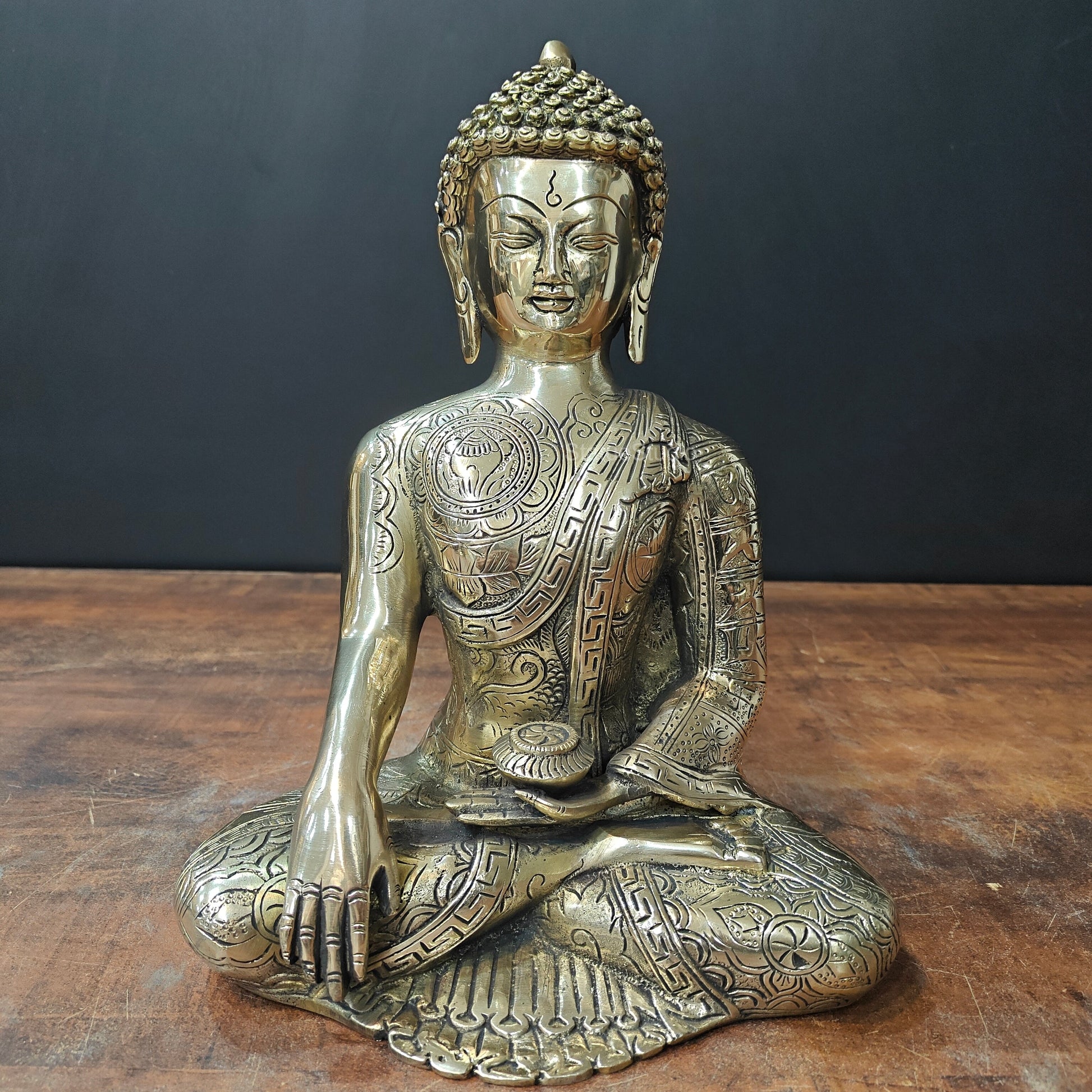 Brass Buddha Idol Earth Touching Mudra For Home Decor 1 Feet - Image 3