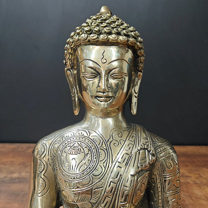 Brass Buddha Idol Earth Touching Mudra For Home Decor 1 Feet by vendor-unknown - Buddha (View 2)