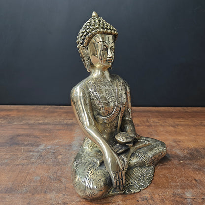 Brass Buddha Idol Earth Touching Mudra For Home Decor 1 Feet by vendor-unknown - Buddha (View 4)