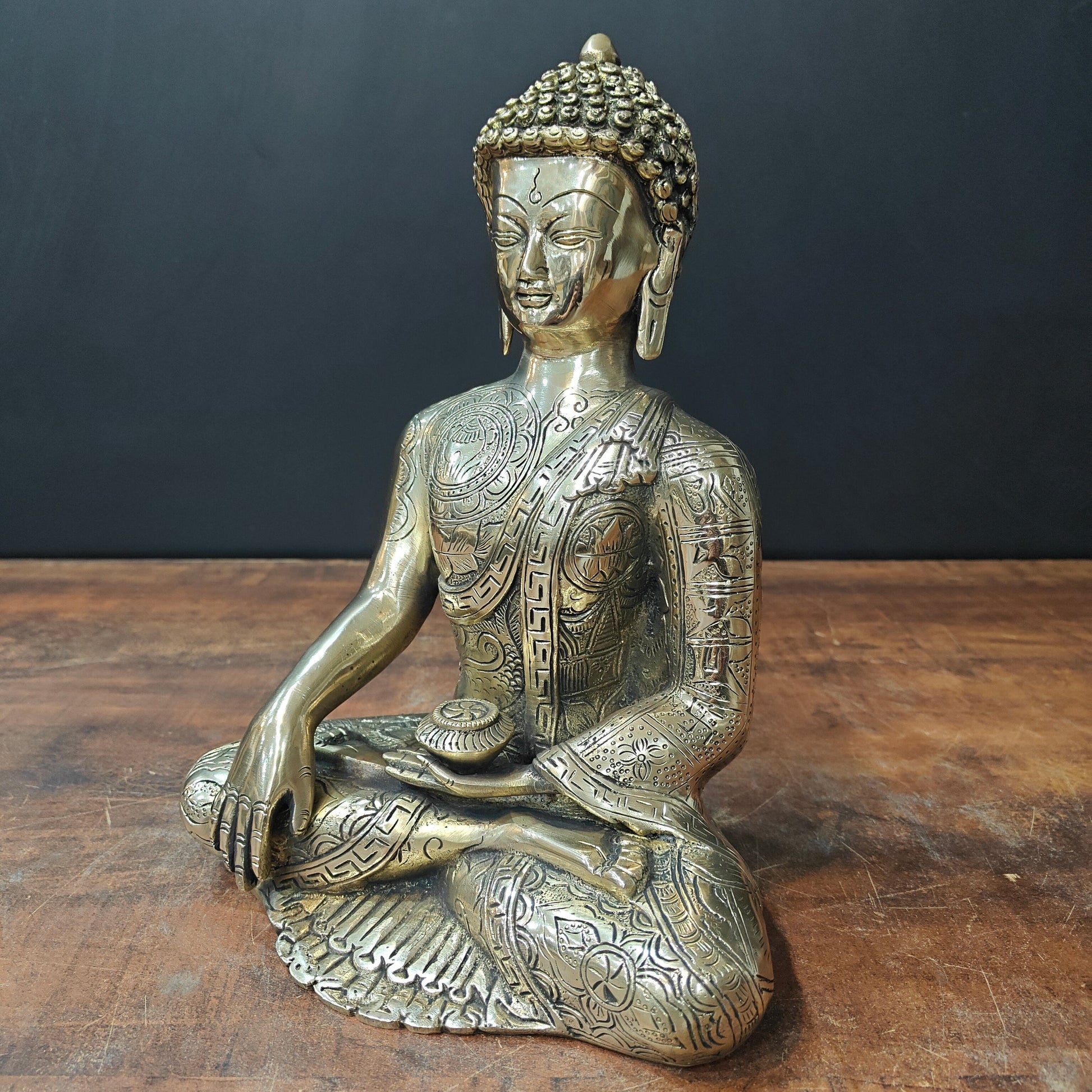 Brass Buddha Idol Earth Touching Mudra For Home Decor 1 Feet - Image 5