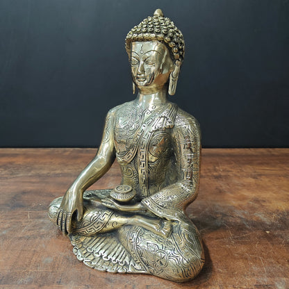 Brass Buddha Idol Earth Touching Mudra For Home Decor 1 Feet by vendor-unknown - Buddha (View 5)