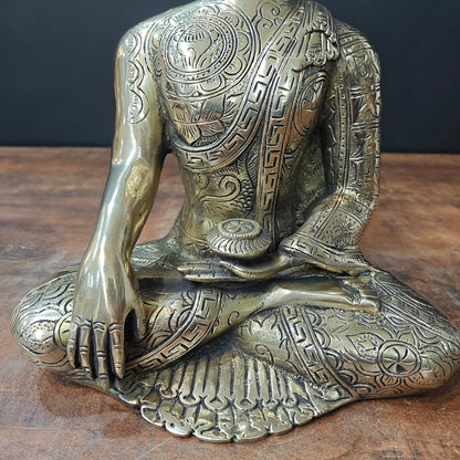 Brass Buddha Idol Earth Touching Mudra For Home Decor 1 Feet by vendor-unknown - Buddha (View 6)