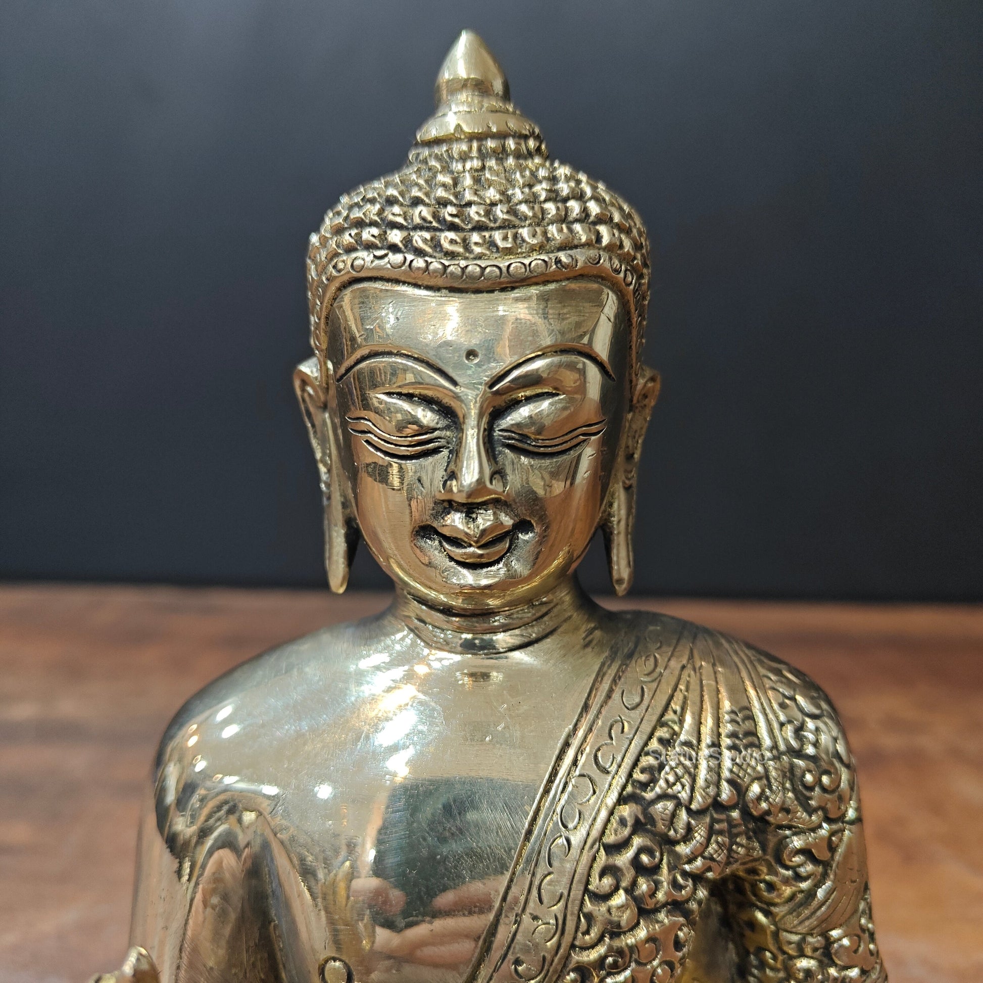 Brass Blessing Buddha Statue 8 Inch - Image 2