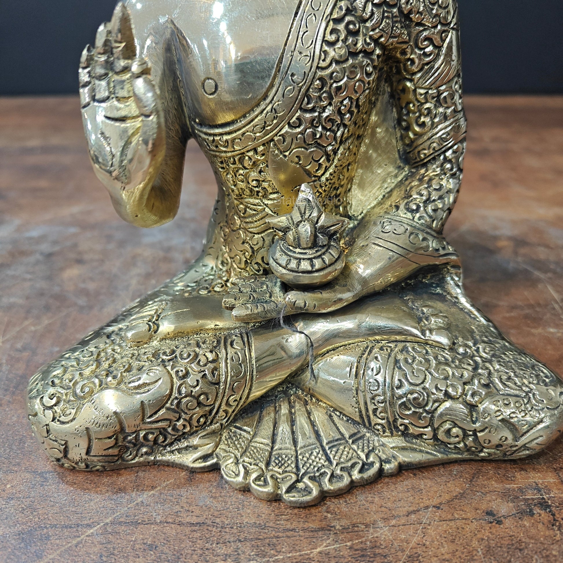 Brass Blessing Buddha Statue 8 Inch - Image 7
