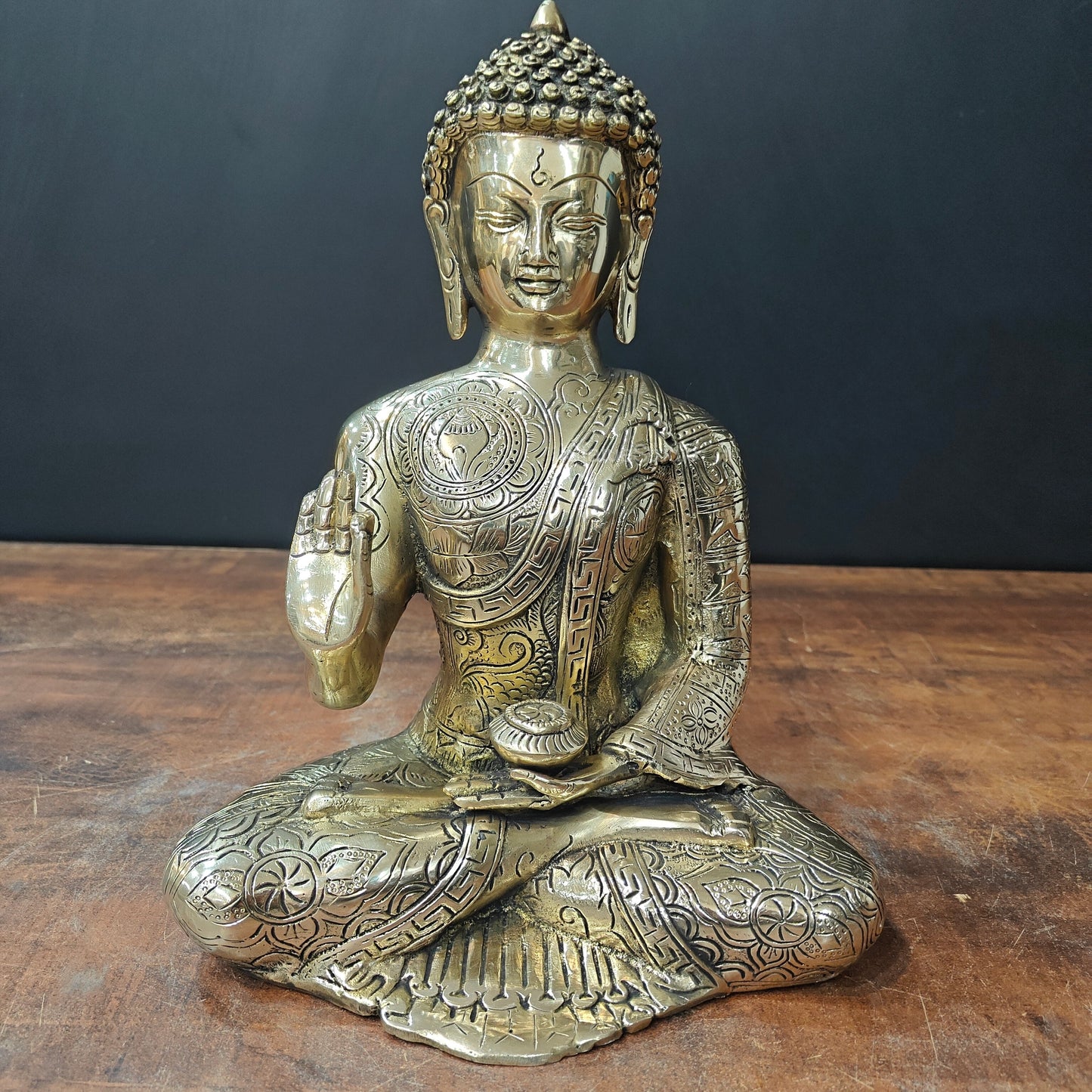 Brass Blessing Buddha Idol Shakyamuni For Home Decor 1 Feet