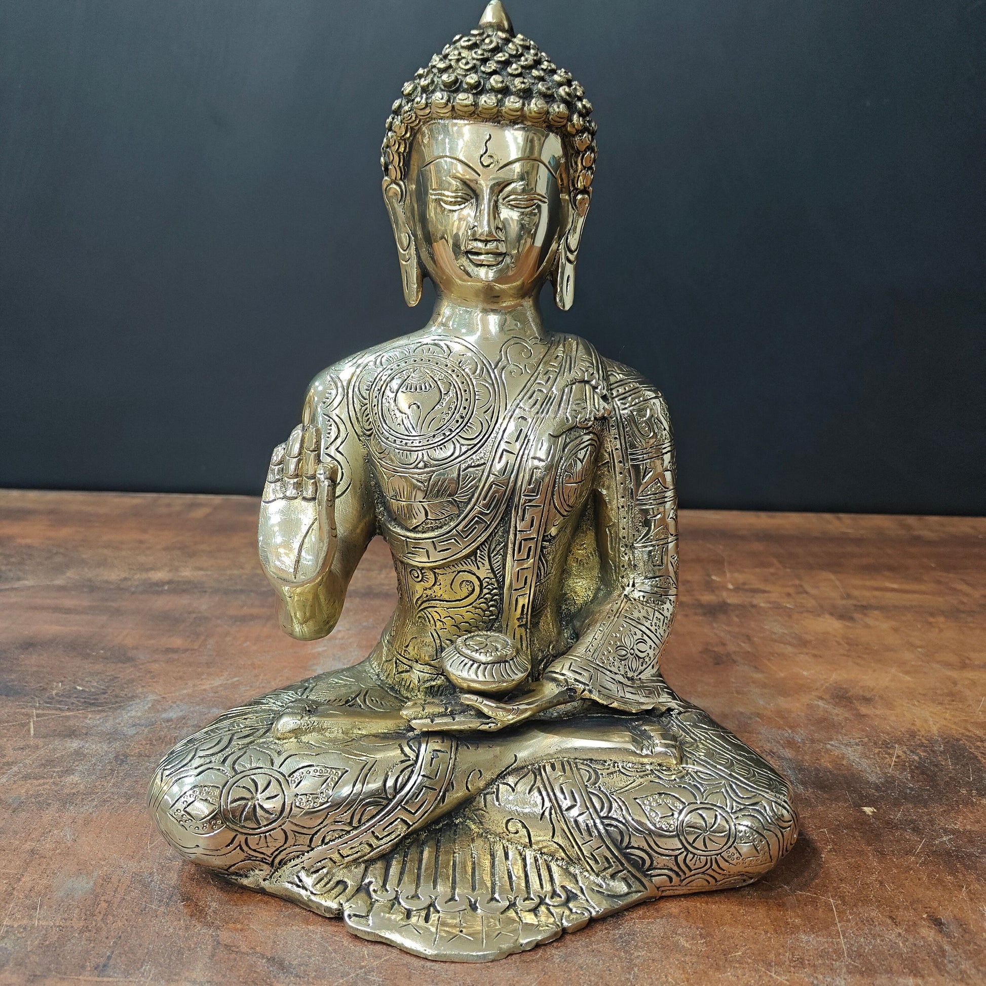 Brass Blessing Buddha Idol Shakyamuni For Home Decor 1 Feet - Image 3
