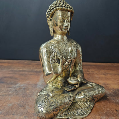 Brass Blessing Buddha Idol Shakyamuni For Home Decor 1 Feet by vendor-unknown - Buddha (View 5)